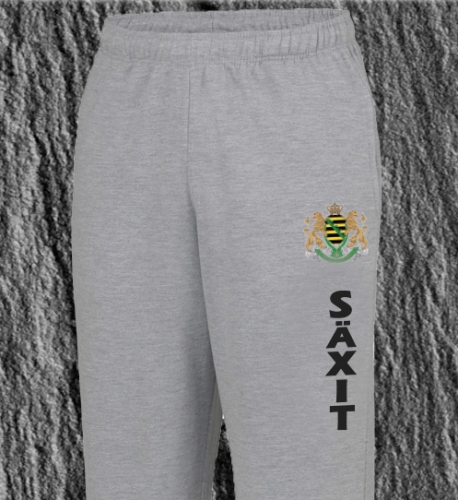 Jogginghose "Säxit" mit königlichem Sachsen-Wappen, Farbe schwarz oder grau, Größe S-XXL